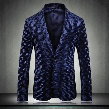 

New Velvet Blazer Men Luxury Costume Homme Chanteur Single Breasted Male Blazer Plus Size 5xl Blazer Casual Men Slim Fit Blazer