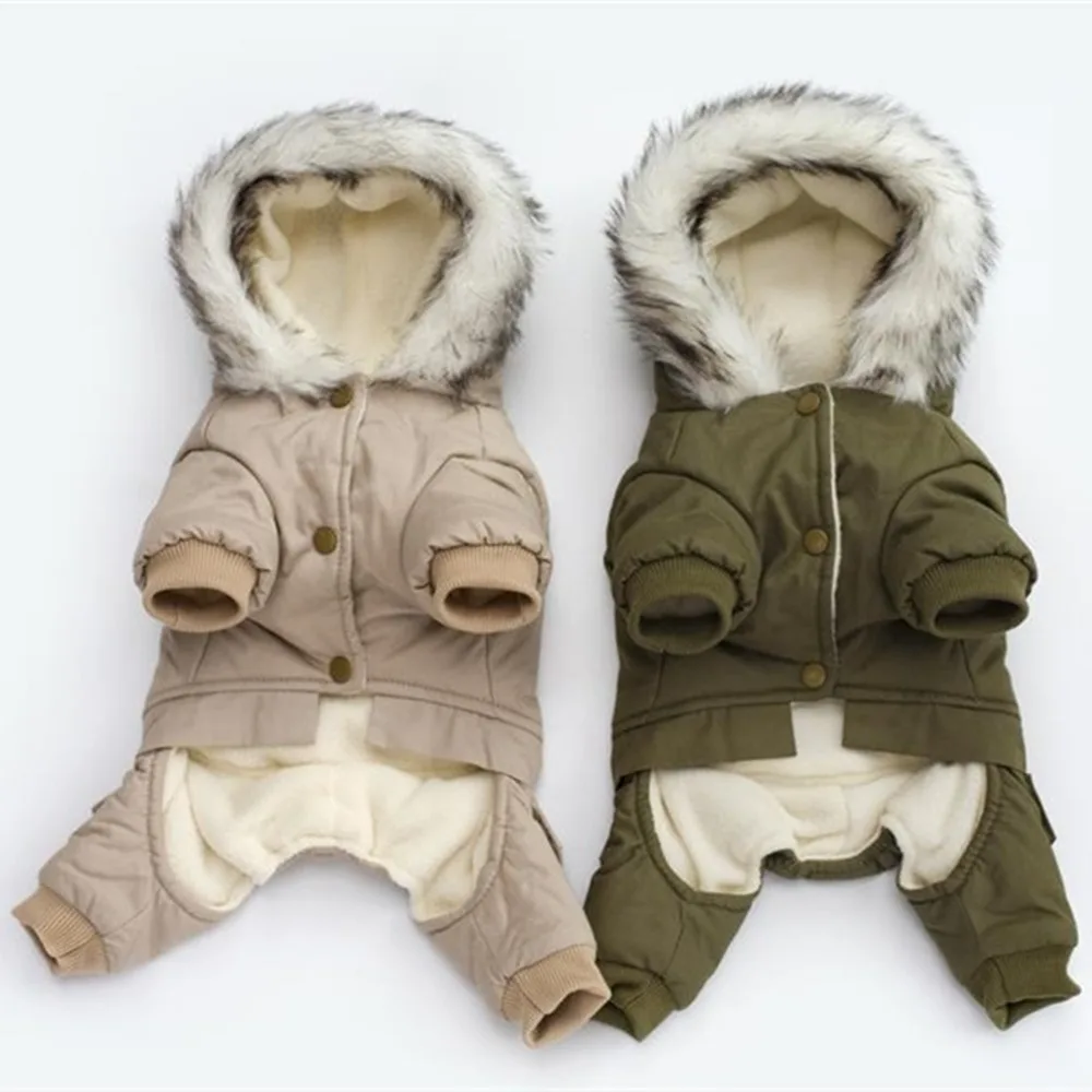 

Pet Dog Clothes Winter Warm Dog Green Coat Jumpsuit Thicken Pet Clothing For Yorkshire Teddy Dogs Costume Puppy Clothes Jackets