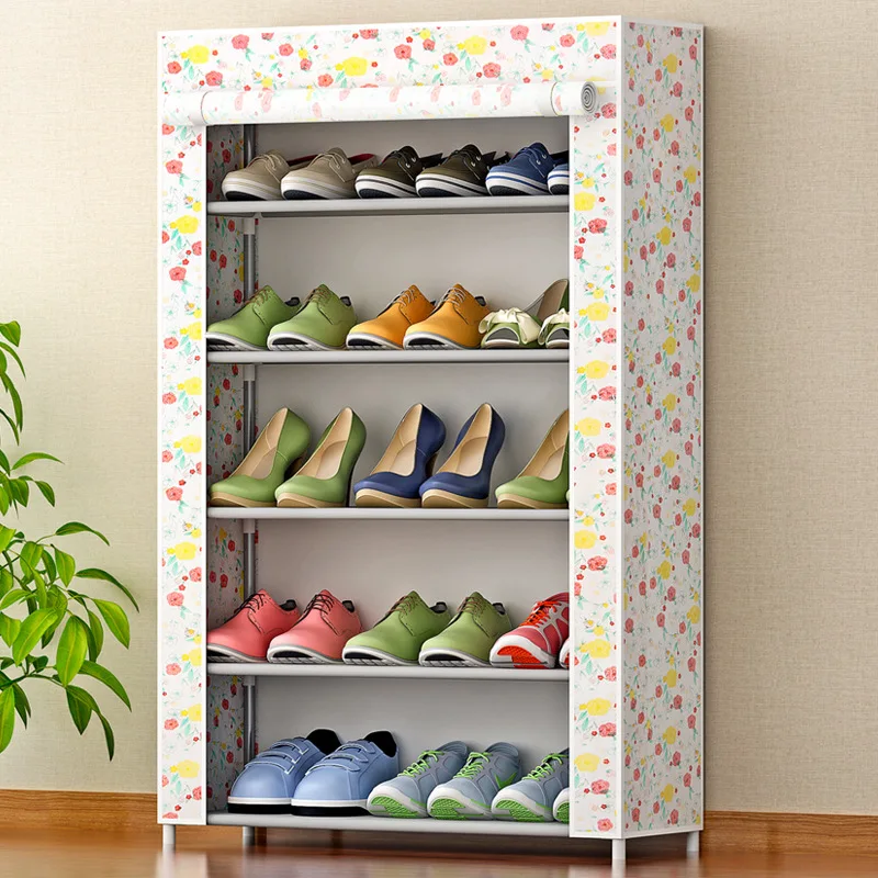 YN47 Non-woven 5 Tier Shoes Rack Shoe Cabinets Stand Shelf Shoes Organizer Living Room Bedroom Storage Furniture