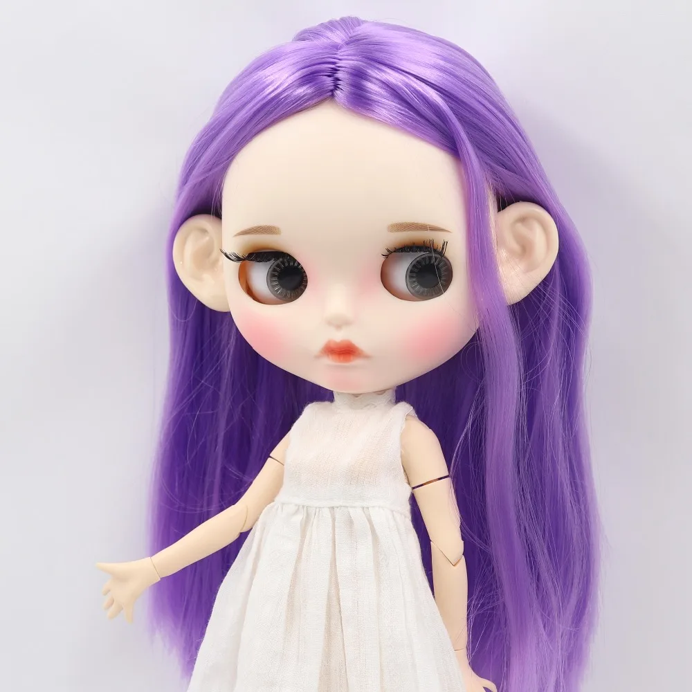 Ледяная кукла DBS Blyth 1/6 bjd белая кожа сужение тела фиолетовые волосы матовое лицо