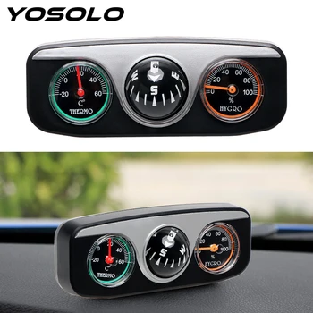 

YOSOLO 3 in 1 Guide Ball Car Compass Thermometer Hygrometer Car Styling For Auto Boat Vehicles Car Ornament Interior Accessories
