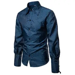 2019 Демисезонный Новые мужские повседневные рубашки Slim Fit с длинным рукавом синий мужской рубашки в клетку Camisa социальной Одежда Женская