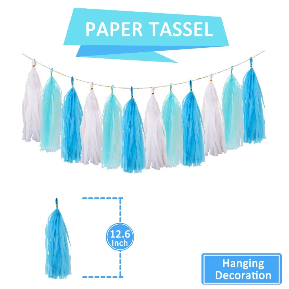 Lincaier Tissue Paper Tassel Garland Birthday Party DIY Table Decorations Kids Its a Boy Girl Baby Shower Wedding Bridal Shower