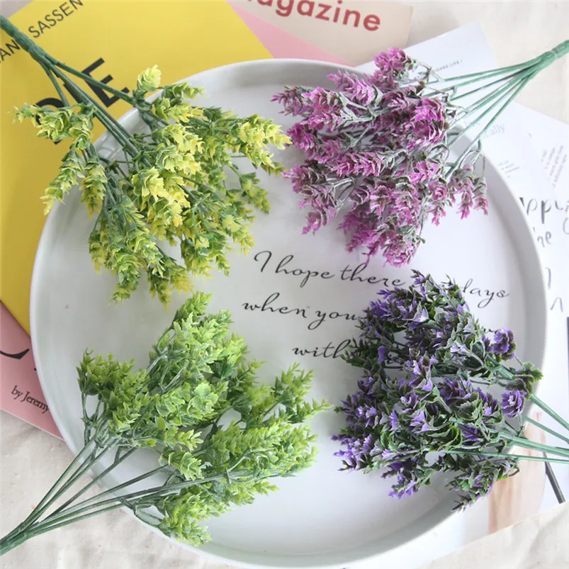 Small Artificial Plants Fake Flower Decoration Fresh Leaves Grass Plant Bouquet Home Wedding Decor for Home Decor #3o26 (5)