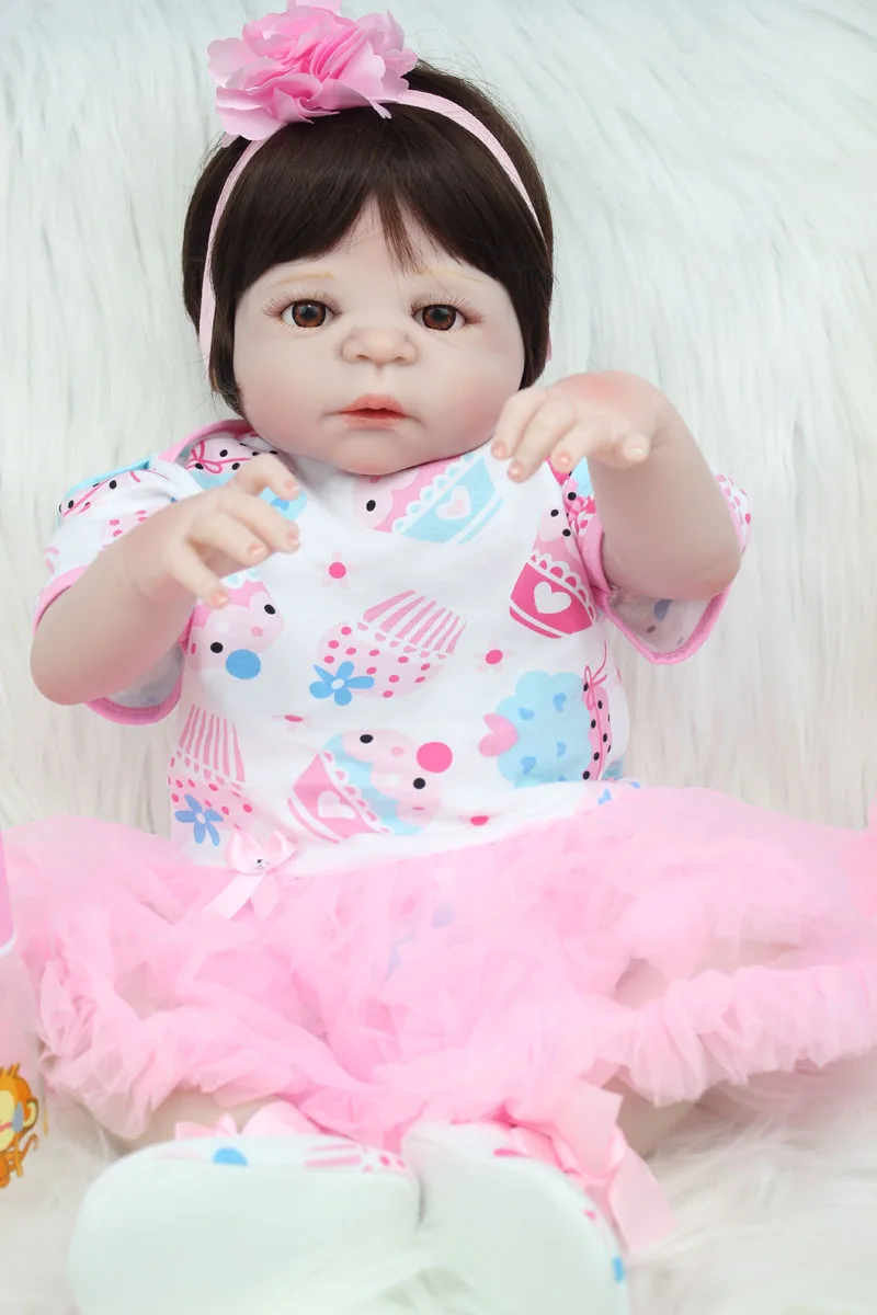 55 см полное Силиконовое боди Reborn Baby Doll игрушка 22-дюймовый винил новорожденный принцессы для девочек младенцев кукла прекрасный подарок на