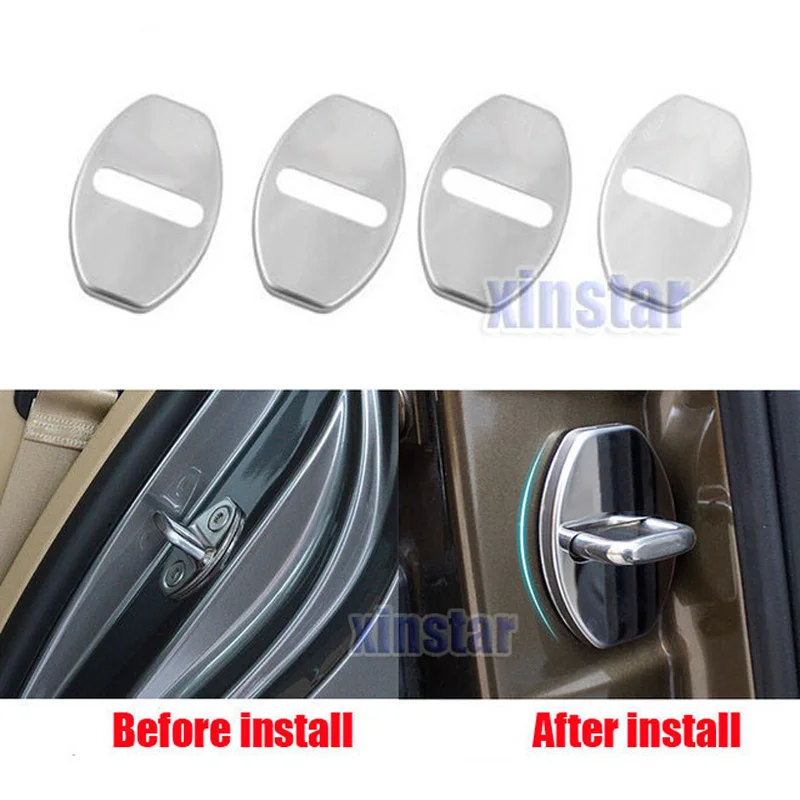 4pcs/lot 304 steel stainless Quattro Sline car door lock cover for Audi