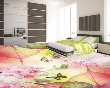 

beibehang Premium Fashion Aesthetic Wallpaper Leaf Texture Three-dimensional painting of the floor papel de parede 3d flooring