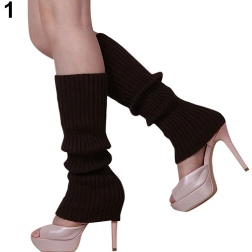 

Women Solid Color Knit Winter Leg Warmers Knee High Legging Boot Stockings 2KIT