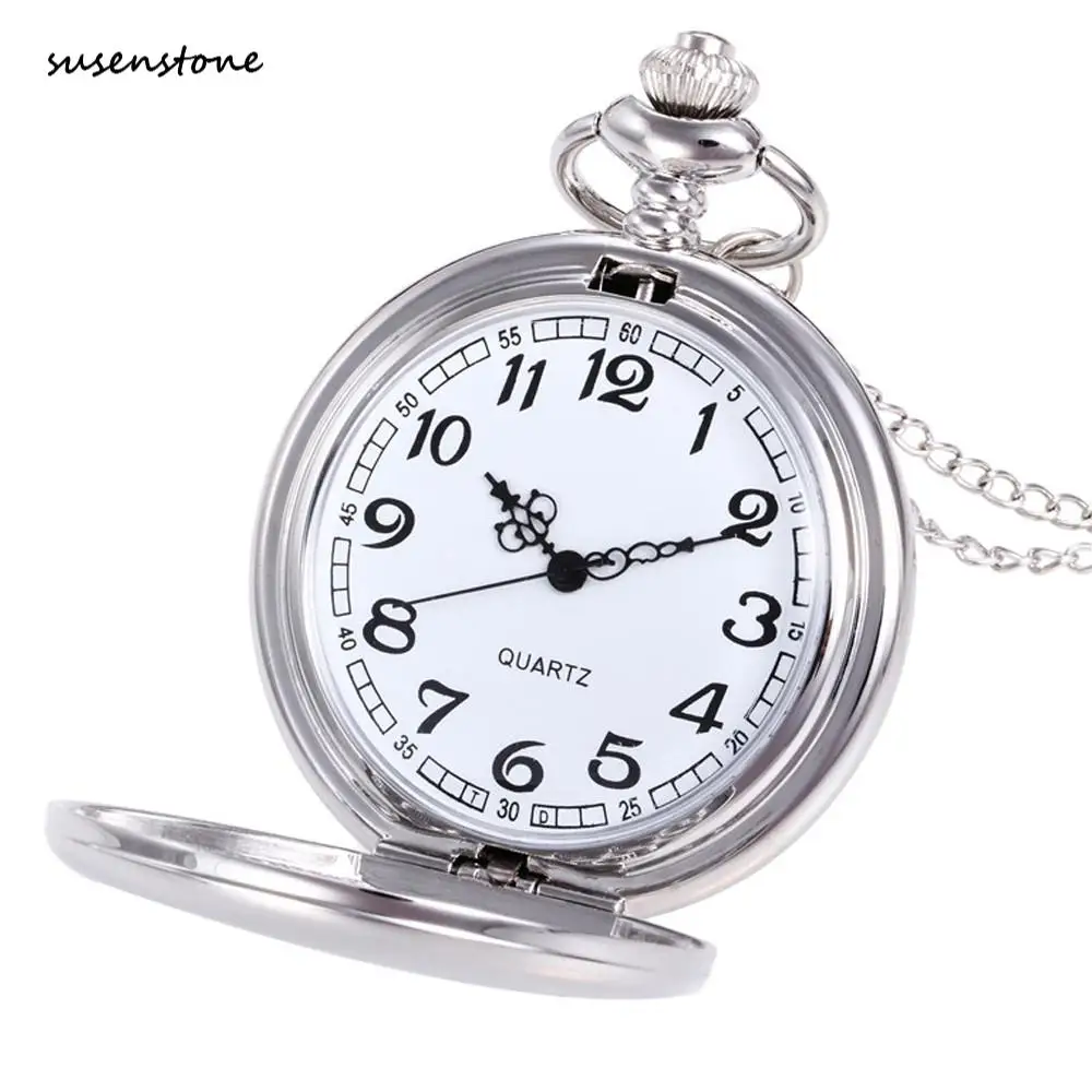 

Susenstone 2018 Luxury Unisex Pocket Watch Crown Unisex Fashion Bronze Chain Necklace Pocket Watch Silver Gold cep saati /PY