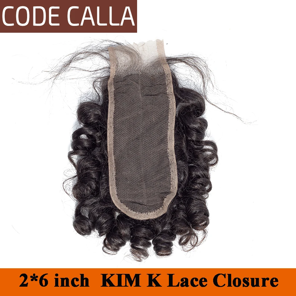 Код Calla Bouncy кудрявые индийские волосы Remy салон волосы на Трессах для наращивания человеческие волосы пучки с 2X6 Ким К Кружева Закрытие для женщин