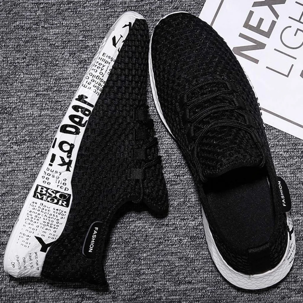 2019 Summer men's flying woven mesh breathable sports shoes platform lightweight non-slip comfort sneakers homens for male 40J14 (21)