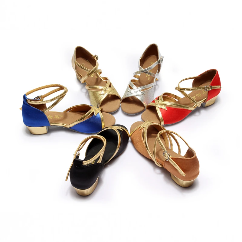Ballroom Salsa tango latin dance shoes low heels dancing for kids girls