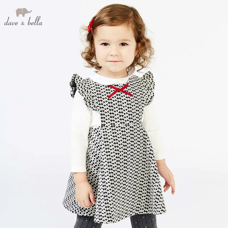 DB7632 dave bella/осенние платья без рукавов для маленьких девочек детское праздничное платье на день рождения милая детская одежда, 1 предмет