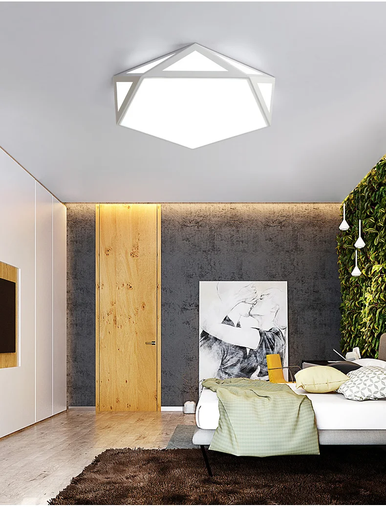 Современный черный/белый светодиодный потолочный светильник для гостиной, спальни, прихожей, железный полигон, светодиодный светильник