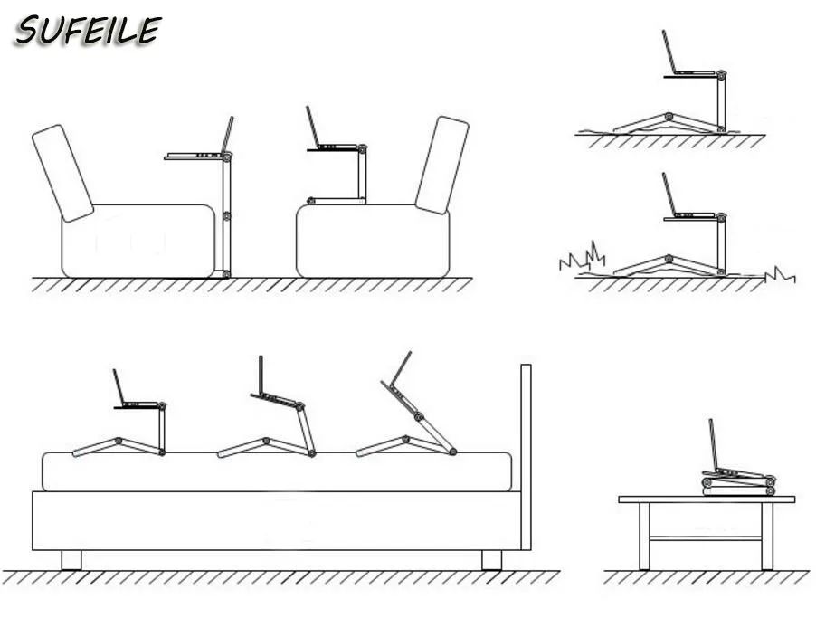 SUFEILE, черный складной стол для ноутбука, портативный, для студентов, для обучения, компьютерный стол, кровать, офисный, для ноутбука, компьютерный стол D5