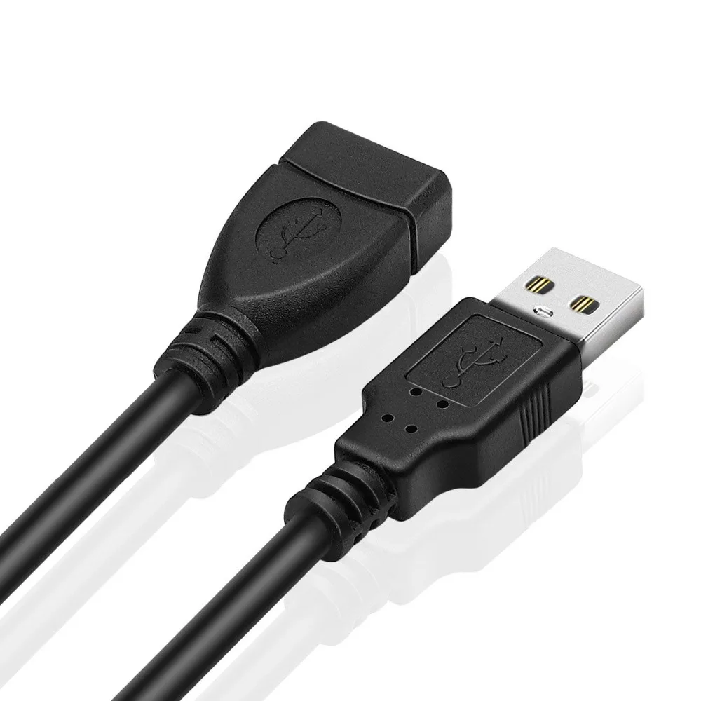 2 фута/60 см черный USB удлинитель папа Мама Кабель адаптер для передачи данных M/F