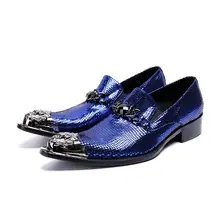 Junsam Brand Italian Snake Pattern Wedding Men Dress Shoes Blue Genuine Leather Business Men Formal Shoes Plus Size Oxford Junsam Brand Italian Snake Pattern Wedding Men Dress Shoes Blue Genuine Leather Business Men Formal Shoes Plus Size Oxford