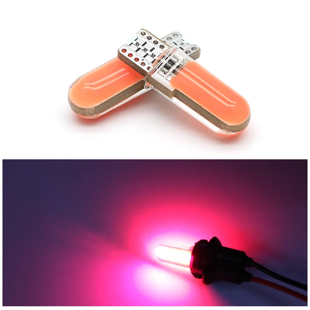 100pcs T10 COB 12 Chips 80MA silicone shell 194 W5W Silicone Case Car Auto Parking light Car Styling White Yellow Pink Ice Blue 12V (6)