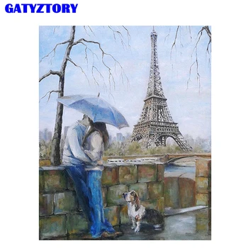 

GATYZTORY Kissing Lover Diy Painting By Numbers Handpainted Oil Painting On Canvas Modern Wall Art For Home Decor No Frame 40x50