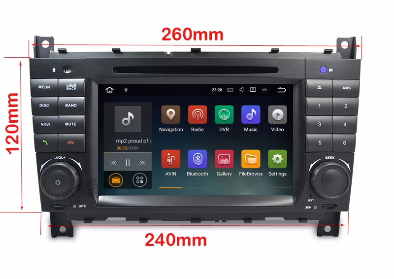 Best 1024X600 Quad Core Android 7.12 Car DVD for Mercedes Benz C Class W203 C200 C230 C320 CLK 200 CLK350 CLK500 GPS Radio Stereo BT 1