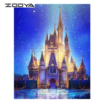 

ZOOYA 5D DIY Diamond Night Castle Star Scenery Diamond Painting Cross Stitch Square Drill Mosaic Decoration BK1213