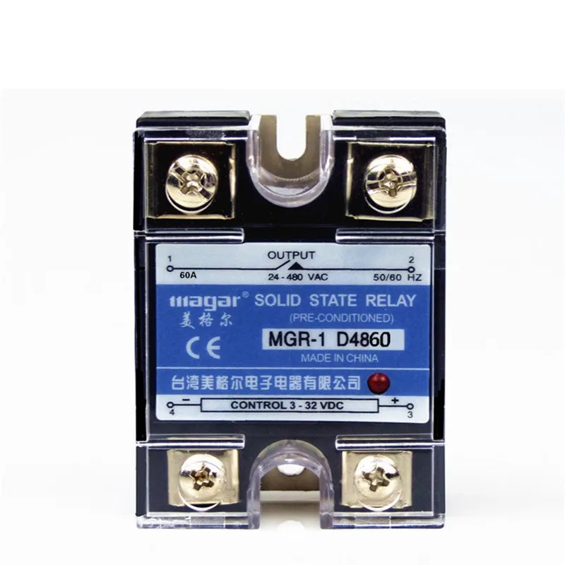 Mager SSR-60A DC-AC MGR-1 D4860 Single Phase Solid State Relay input 3-32VDC