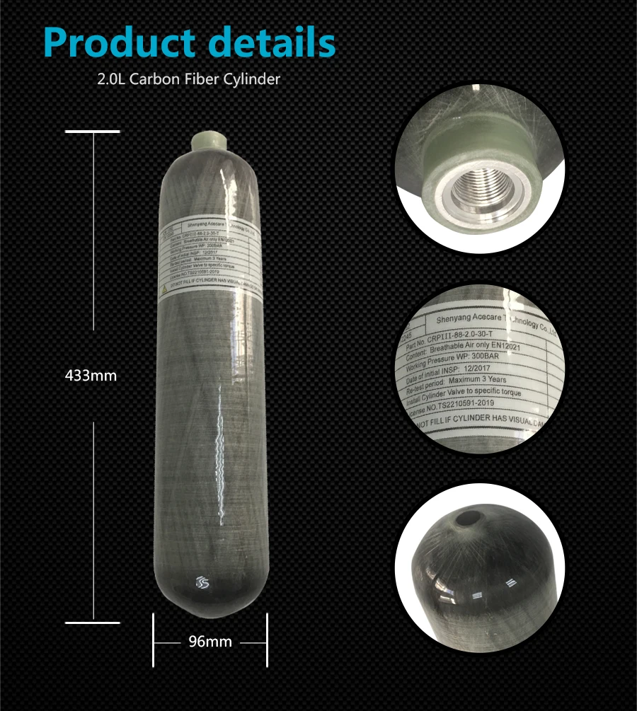 AC102301 цилиндры из углеродного волокна Дайвинг 300bar co2 paintballing PCP страйкбол охота airforce Кондор дыхательный аппарат Acecare