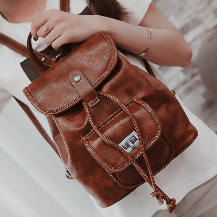 

Aolen Women Backpack High Quality PU Leather Mochila School Bags for Teenagers Girls Top-handle Backpacks Retro Rucksack Vintage