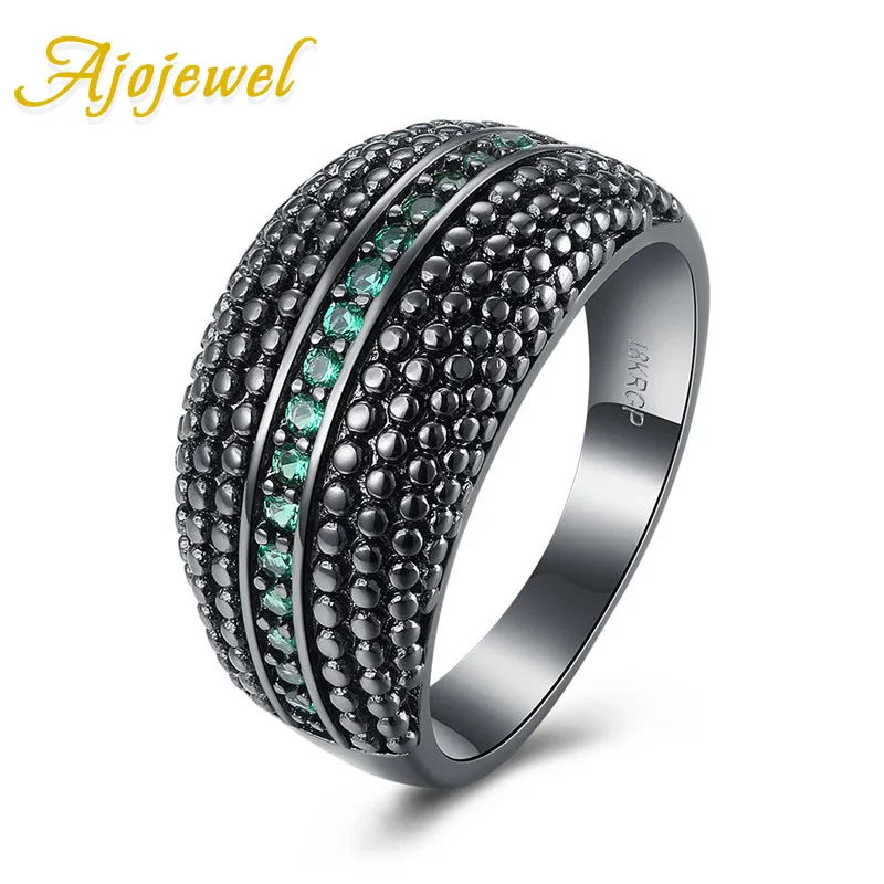 

Ajojewel Gun Black Plated Women Rings High Quality Vintage Ring Zirconia Finger Jewelry Wholesale