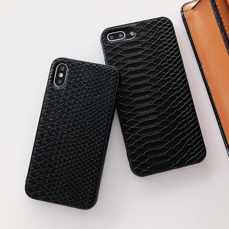 Simulation Leather Funda iPhone 7 Case Crocodile Skin Capa for iphone 6 6S 8 Plus X XR XS Max Soft TPU Cover Luxury |