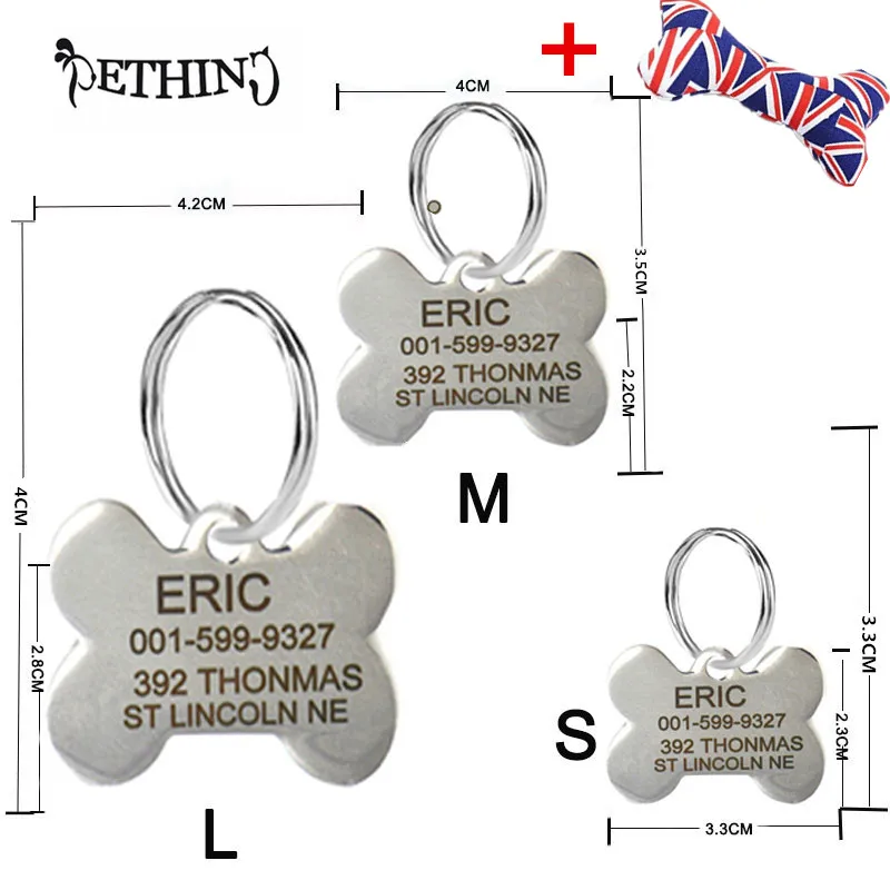 

Custom engraved pet dog tags three size free engraving on front and back side dog identification tag free toys gift