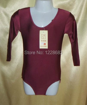 

Hot Pink Burgundy Blue Shiny Spandex Long Sleeve Ballet Leotards Kids Girls Gymnastics Leotards Children For Sale