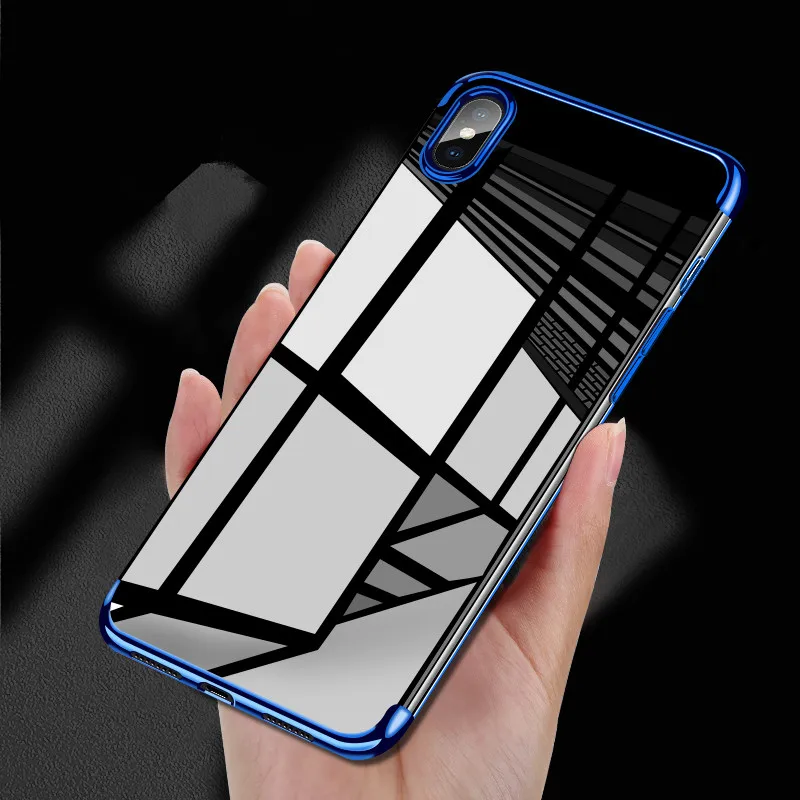 Luxury Soft TPU Case for iPhone X transparent plating shining full cover 7 Plus 8 8Plus 6 6S 6Plus 10 coque |