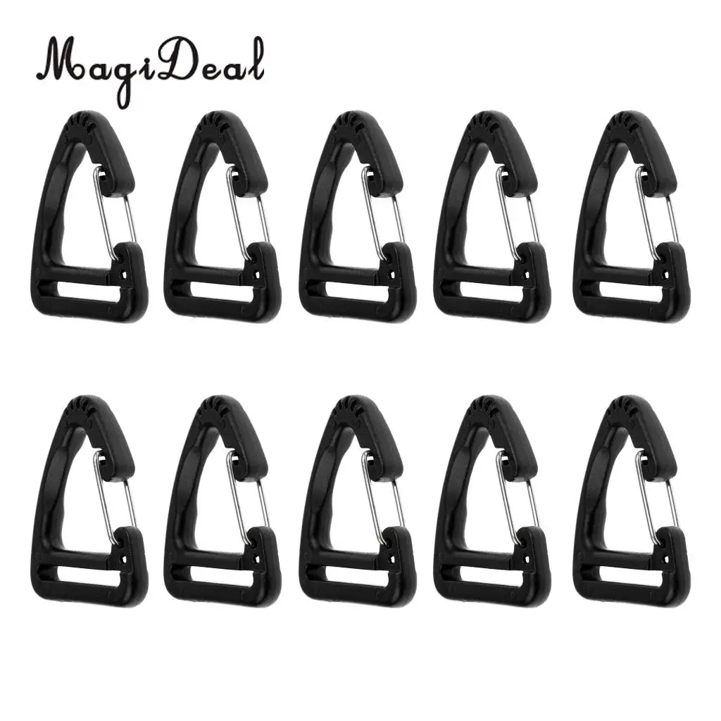 MagiDeal 10 Pcs Plastic Buckles Hook Climbing Carabiner Hanging Keychain Link Strap for Outdoor Camping Mountaineering Equipment