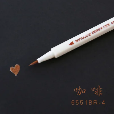 10 цветов мягкая ручка металлический маркер для поделок, скрапбукинга для изготовления карт художественные маркеры для рисования Канцтовары Школьные принадлежности - Цвет: 4 coffee