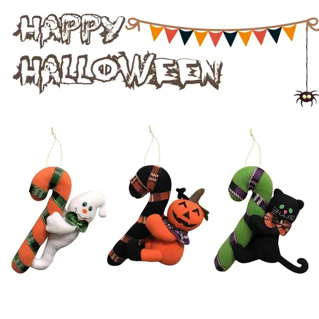 halloween plush cane hanging ornament halloween party shop decor halloween kids toys ghost witch pumpkin doll
