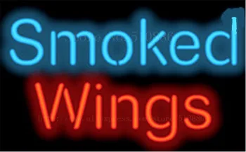 

Smoked Wings BBQ Barbeque Tube neon sign Handcrafted Light Bar Beer Club signs Shop Store Business Signboard signage 17"x14"