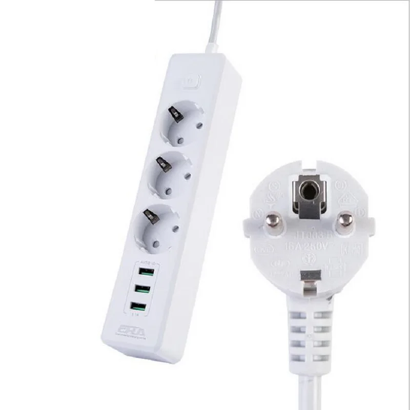 Продажа ЕС стандартный мощность полосы водостойкий 5 в 3.1A 3USB быстро зарядное устройство 3AC розетка ЕС Plug Smart Energy Saver расширители
