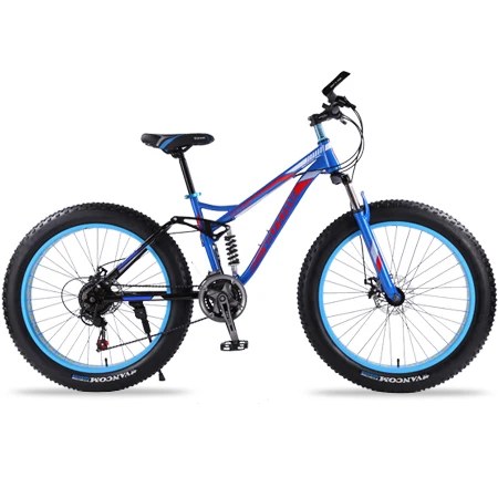 Wolf's fang велосипед 26 дюймов 21 скорость жира горный велосипед шоссейные велосипеды mtb мужской толстый велосипед bmx Пружинная Вилка велосипед - Цвет: blue