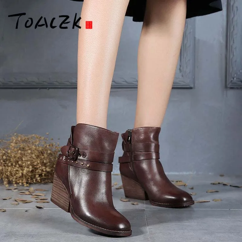 

Winter new high-heeled thick with leather women's boots fashion wild high-end Martin boots