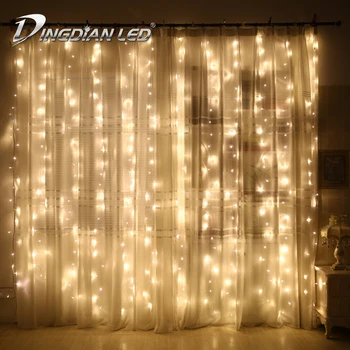 

Twinkle Star 300LED Window Curtain String Light Warm White Wedding Party Outdoor Garden Indoor Christmas Decoration Fairy Lights