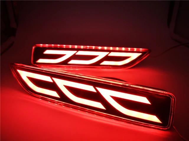 Car Flashing 2Pcs Multi-function LED Reflector Lamp Tail Rear Fog Lamp Bumper Light Brake Light For Honda City 2012 2013 2014 6