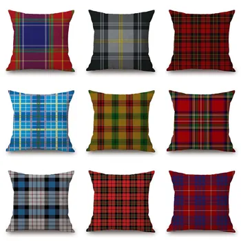 

Hot Sale Boho Scottish Plaid Geometric Pattern National Style Exotic Native Car Cushion Cover Home Decor Sofa Throw Pillow Case