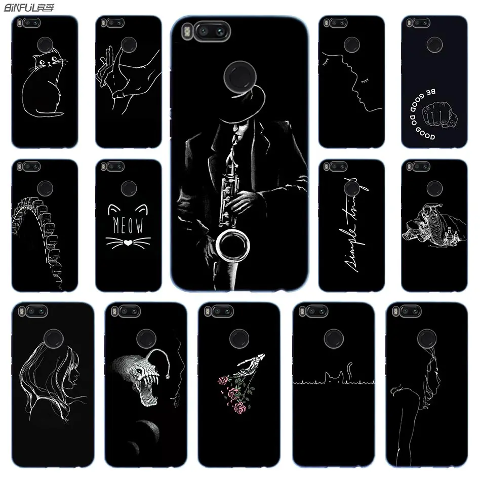 

Line Art Face Abstract Pattern Anime Phone Case PC for Xiaomi Mi 9 8 8SE 5X 6x A2 Lite Pocophone f1 Mix 2s Max 2 3 64G Cover