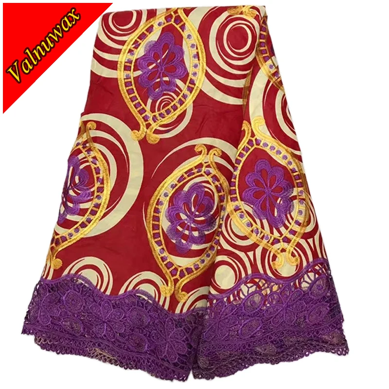 

Top Sale Ankara Lace Fabric Beautiful African Wax Print Lace Fabric With 6 Yards 2018 Ankara wax Lace Design /LSL