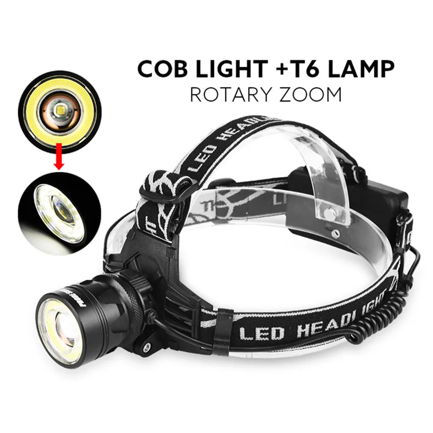2018 Новый зонд Блестящий 3000Lm T6 + COB LED Zoom перезаряжаемый фонарь для фар|led zoom|flashlight