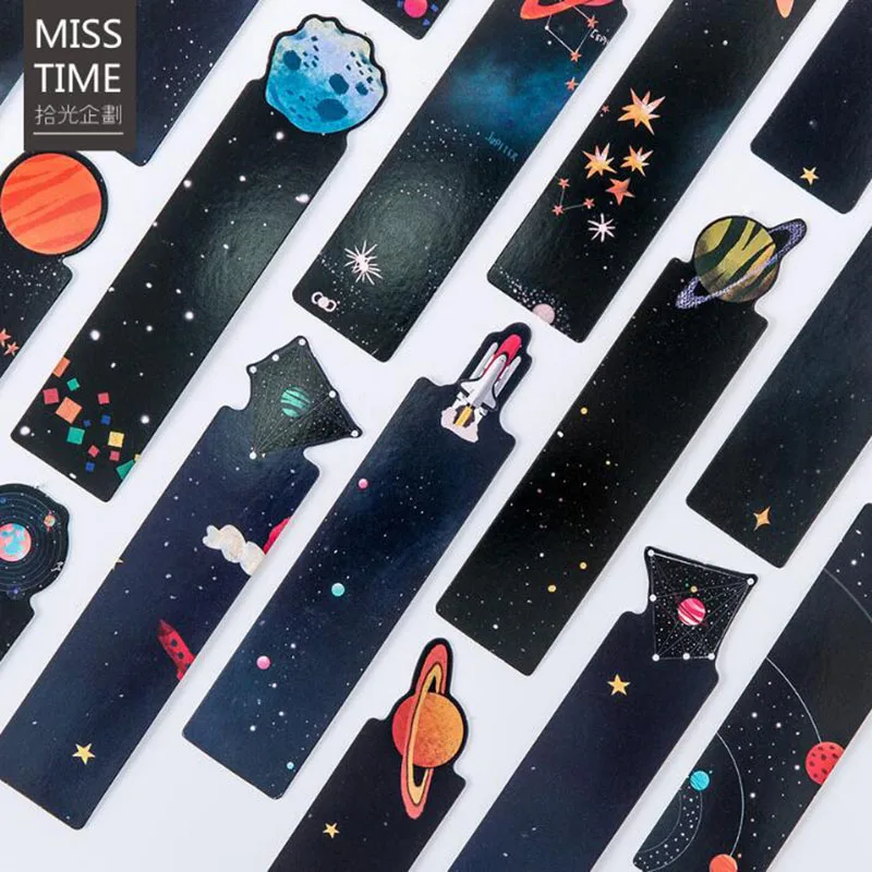 30 Sheets / Box Of Beautiful Small Universe Paper Bookmarks With Pictures Can Be Used To Study Office And Give Gifts To Children