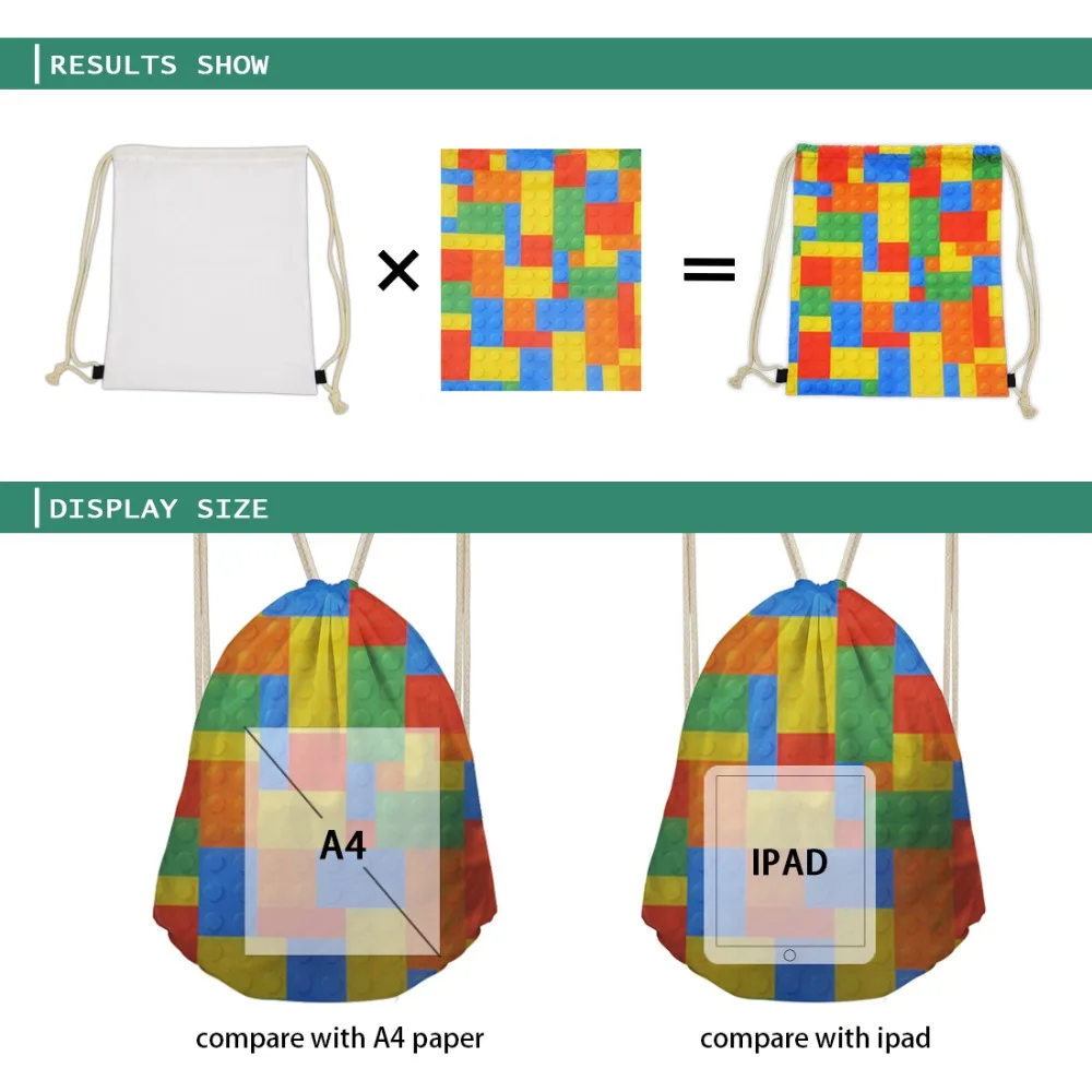 impressão drawstring mochila para crianças portátil pequeno