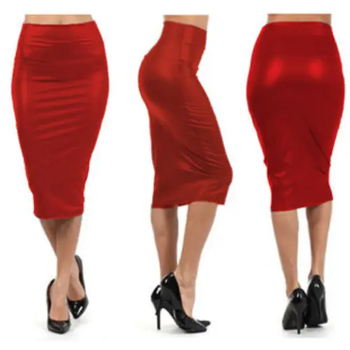 Женская юбка карандаш из ПУ кожи с завышенной талией|skirt pu|women leather skirtleather skirt |