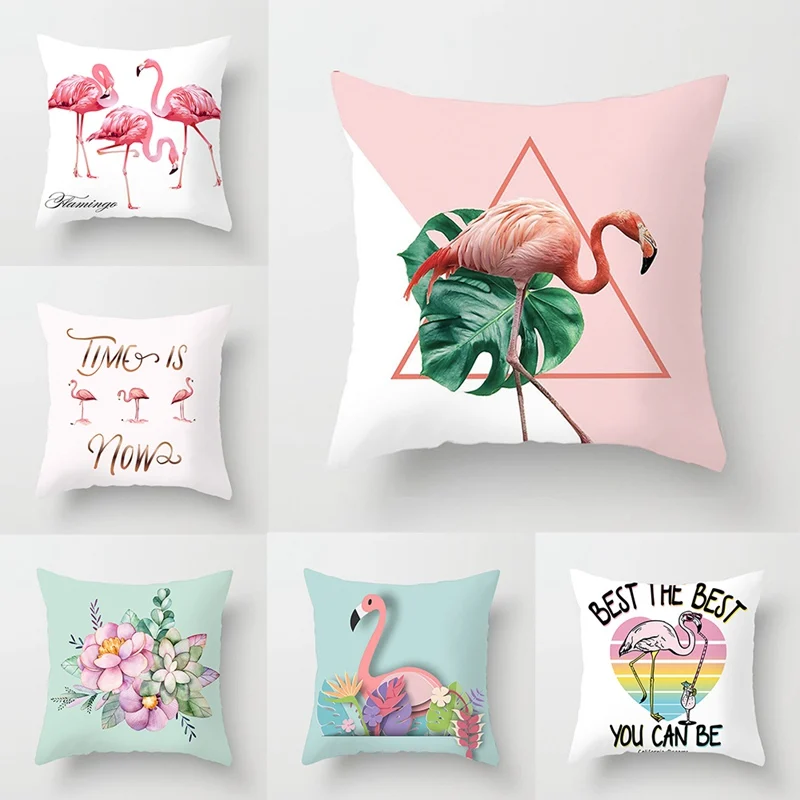 

2019 Flamingo Decorative Pillow Pillowcase Cushion Cover Polyester Cojines Decorativos para Sofa Pillowcover